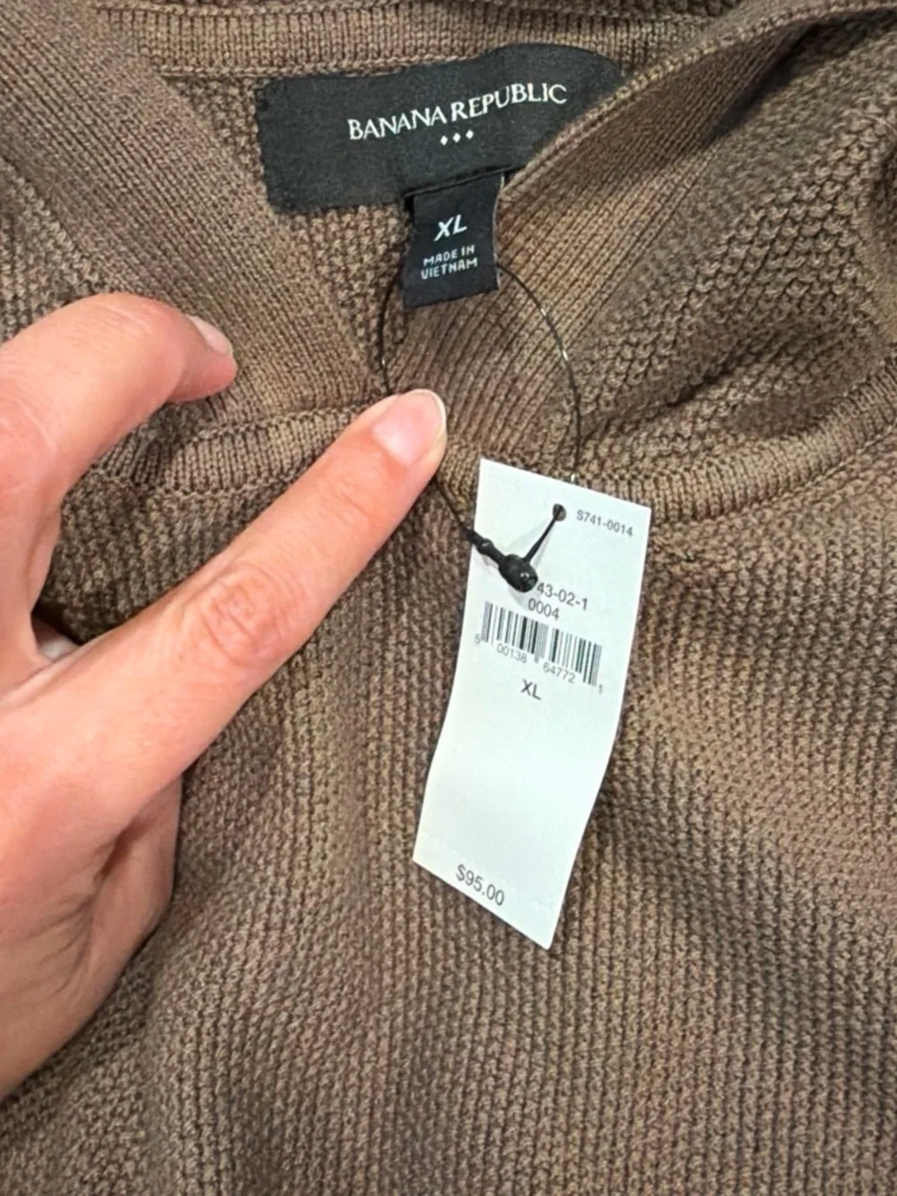 NWT Banana Republic Men's Crewneck Hoodie Sweater in Brown